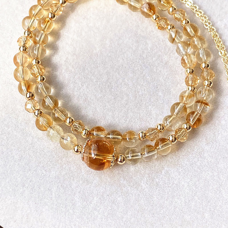 4mm and 8mm Citrine Pink Crystal Double Layer Bracelet for Creativity