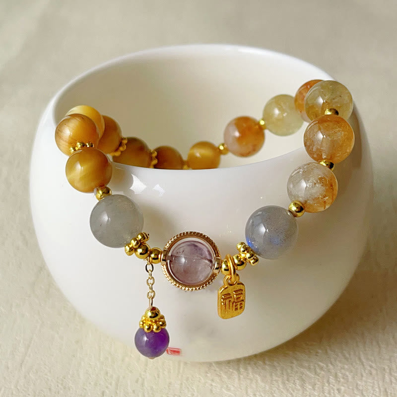 8mm Citrine Tiger Eye Prosperity & Protection Bracelet