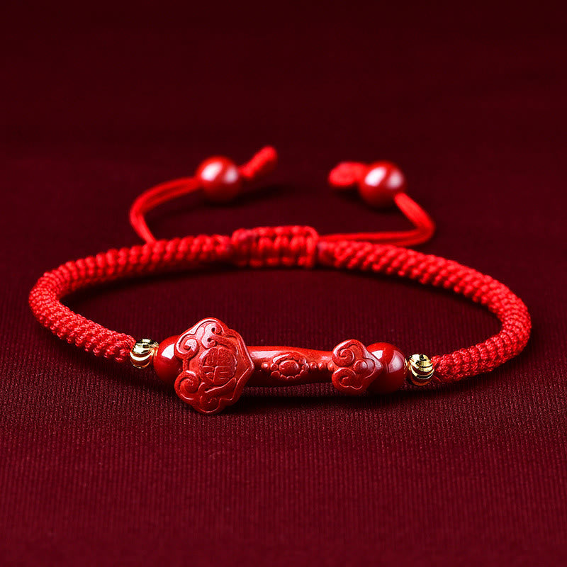 Unisex Cinnabar Ruyi Stick Wealth Bracelet