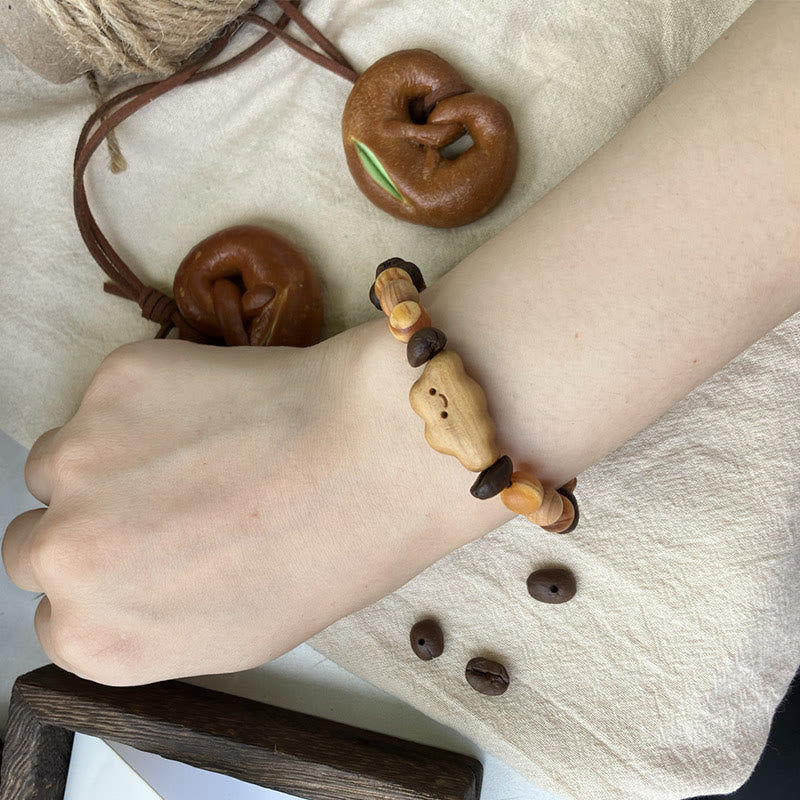 Unisex Sandalwood and Coffee Bean Protection Bracelet 16-18cm