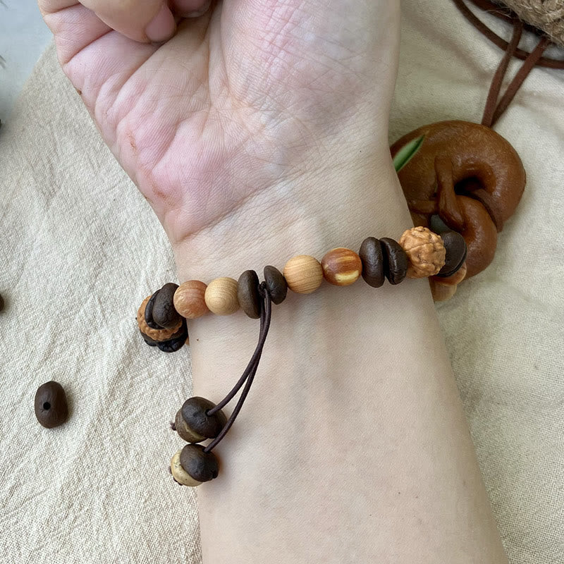 Unisex Sandalwood and Coffee Bean Protection Bracelet 16-18cm