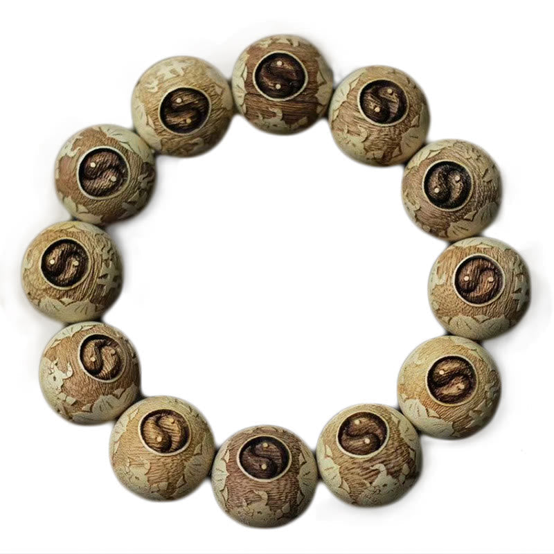Camphor Wood Yin Yang Clarity Bracelet 20mm Meditation