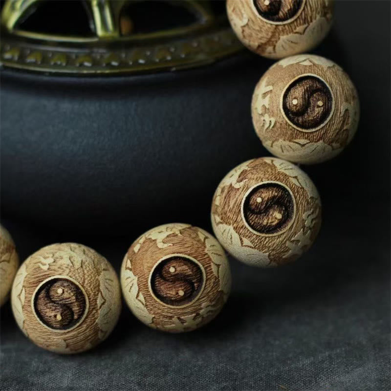 Camphor Wood Yin Yang Clarity Bracelet 20mm Meditation