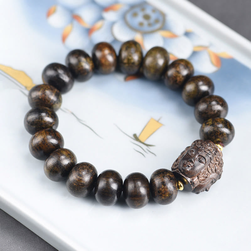 Tibetan Wood Buddha Bracelet | Serenity & Compassion