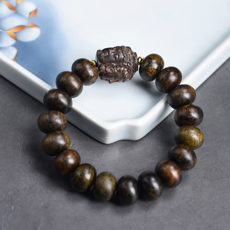 Tibetan Wood Buddha Bracelet | Serenity & Compassion
