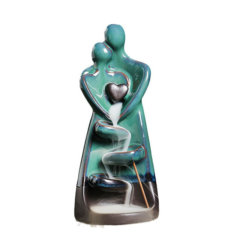 Lovers Couple Ceramic Backflow Incense Burner 7.3cm
