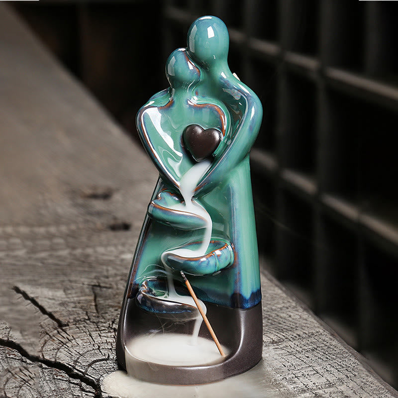 Lovers Couple Ceramic Backflow Incense Burner 7.3cm