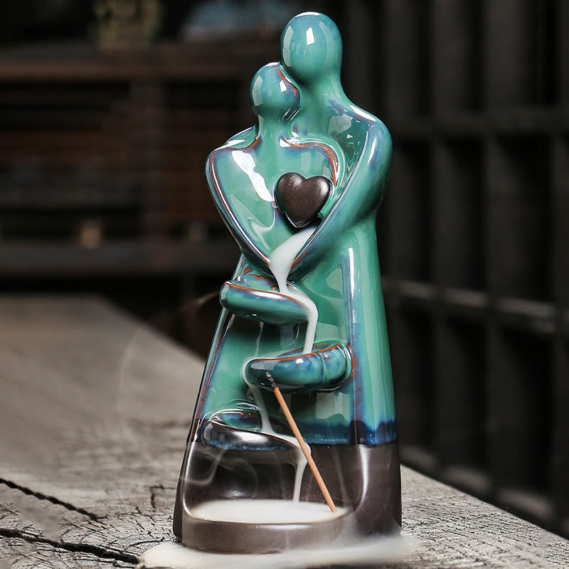 Lovers Couple Ceramic Backflow Incense Burner 7.3cm