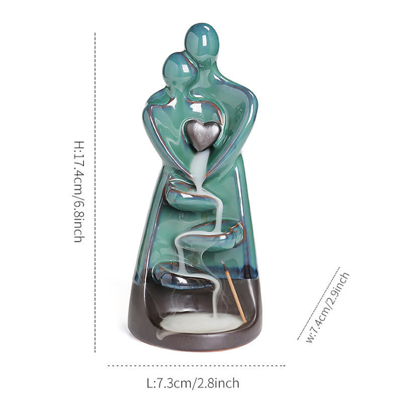 Lovers Couple Ceramic Backflow Incense Burner 7.3cm