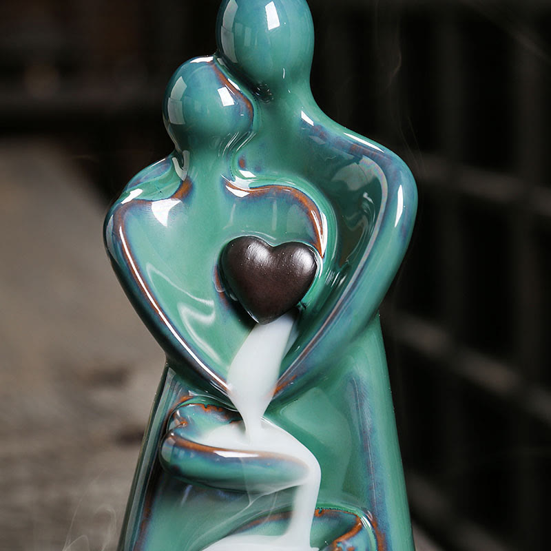 Lovers Couple Ceramic Backflow Incense Burner 7.3cm