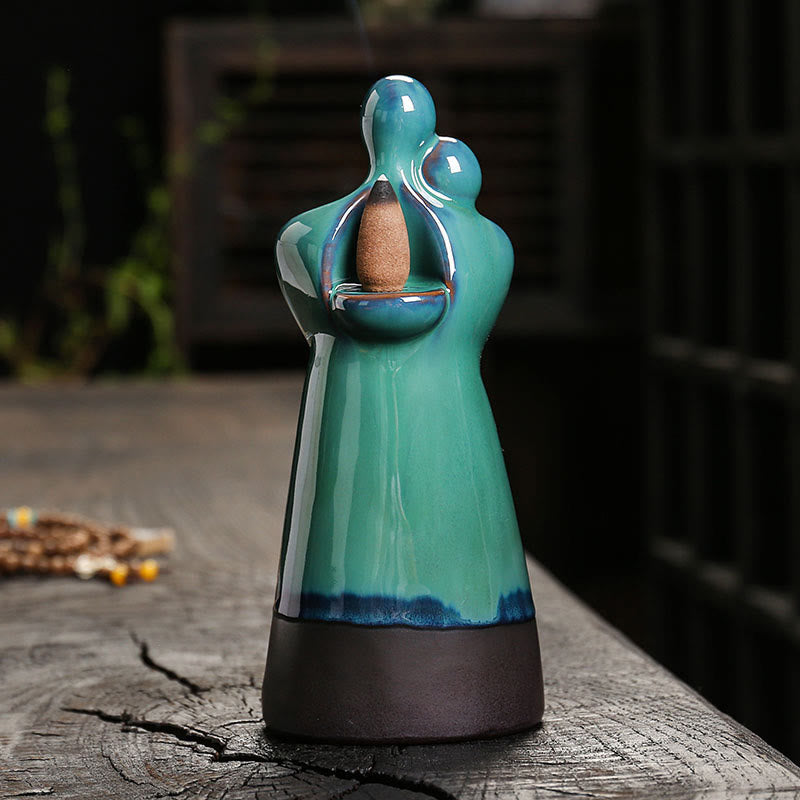 Lovers Couple Ceramic Backflow Incense Burner 7.3cm