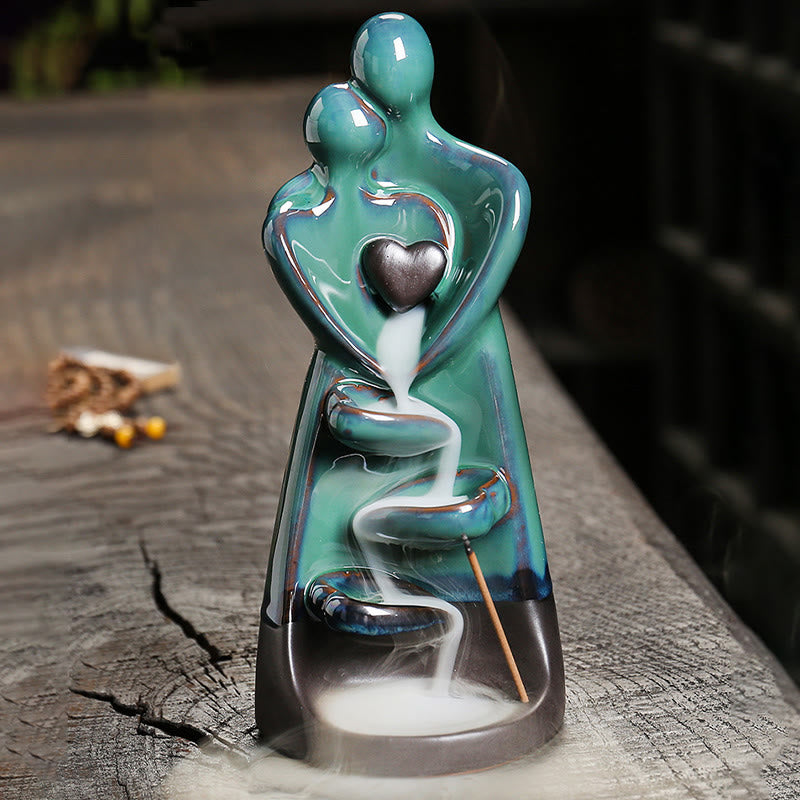 Lovers Couple Ceramic Backflow Incense Burner 7.3cm