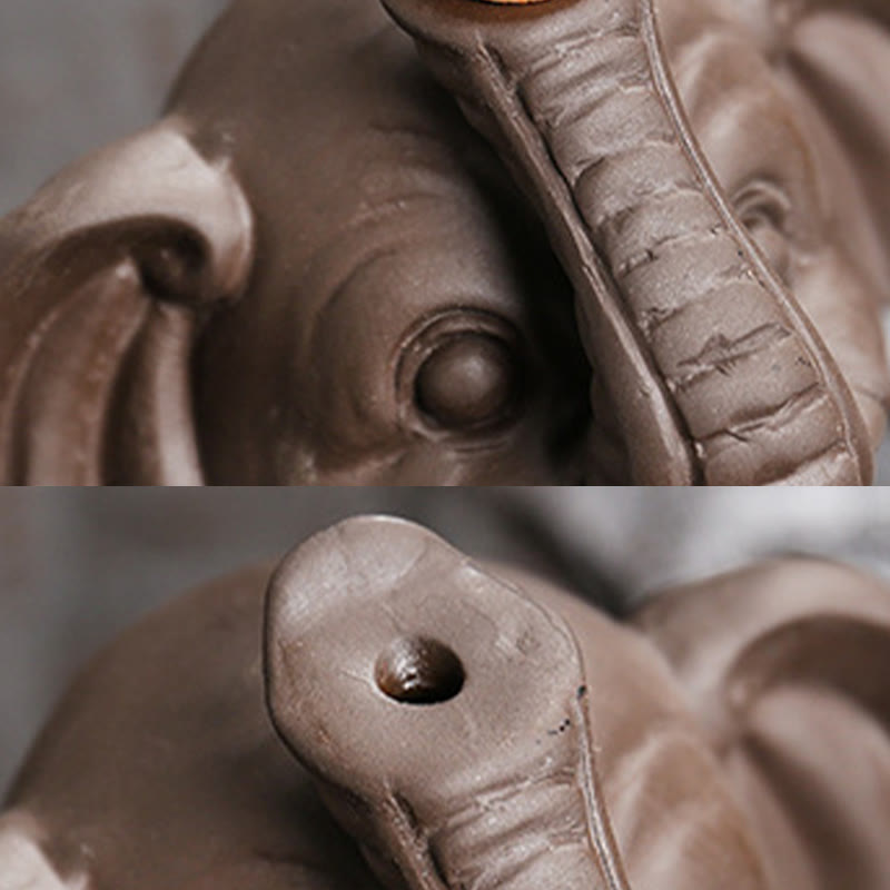 Purple Clay Elephant Backflow Incense Burner Decoration