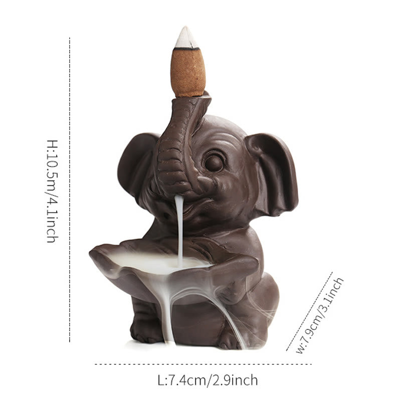 Purple Clay Elephant Backflow Incense Burner Decoration