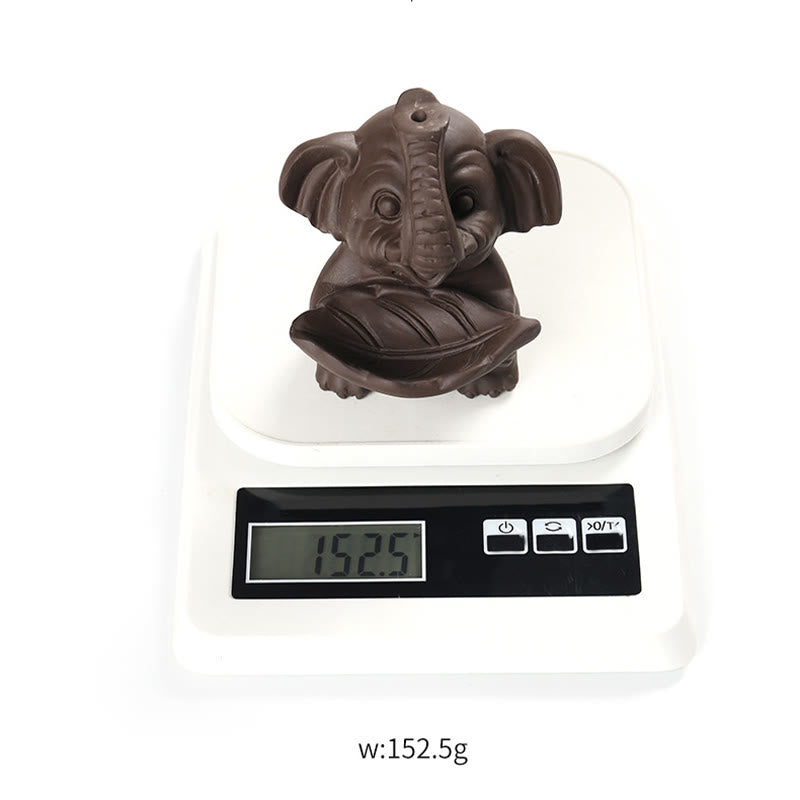 Purple Clay Elephant Backflow Incense Burner Decoration
