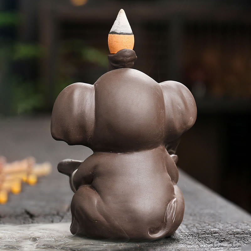 Purple Clay Elephant Backflow Incense Burner Decoration