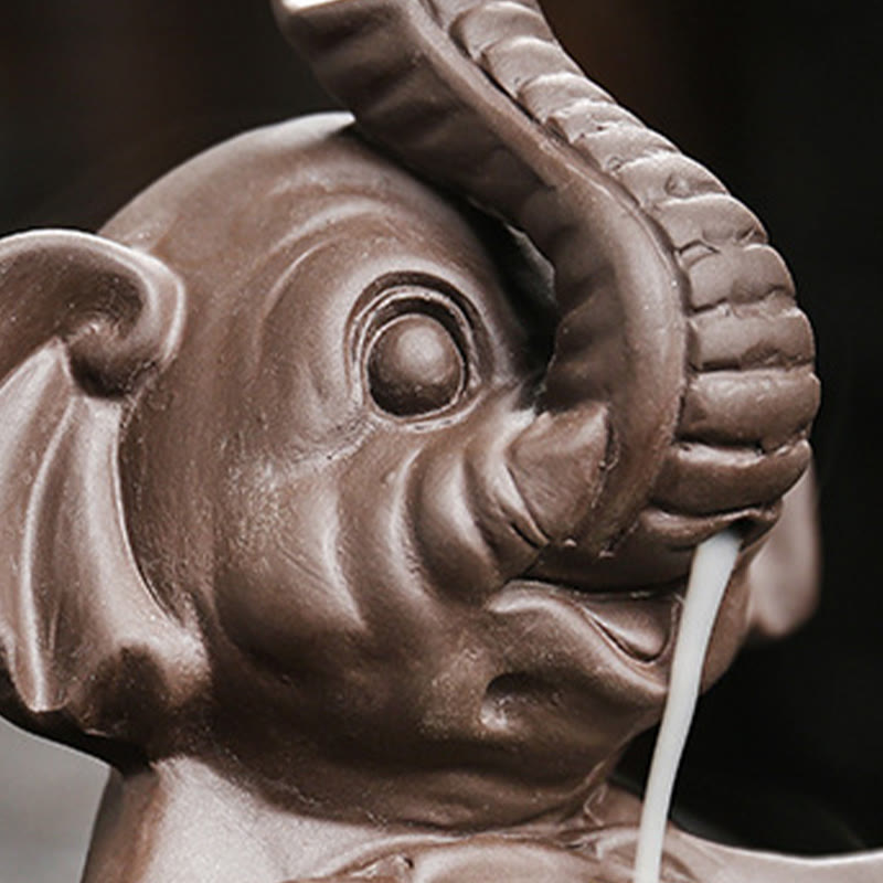 Purple Clay Elephant Backflow Incense Burner Decoration