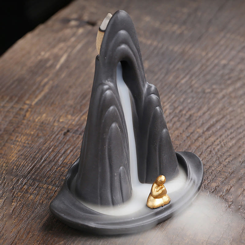 Lila Ton Keramik Rückfluss Räuchergefäß Little Monk