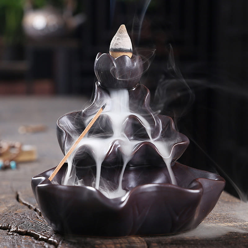 Lotus Leaf Koi Fish Ceramic Backflow Incense Burner 11.5cm