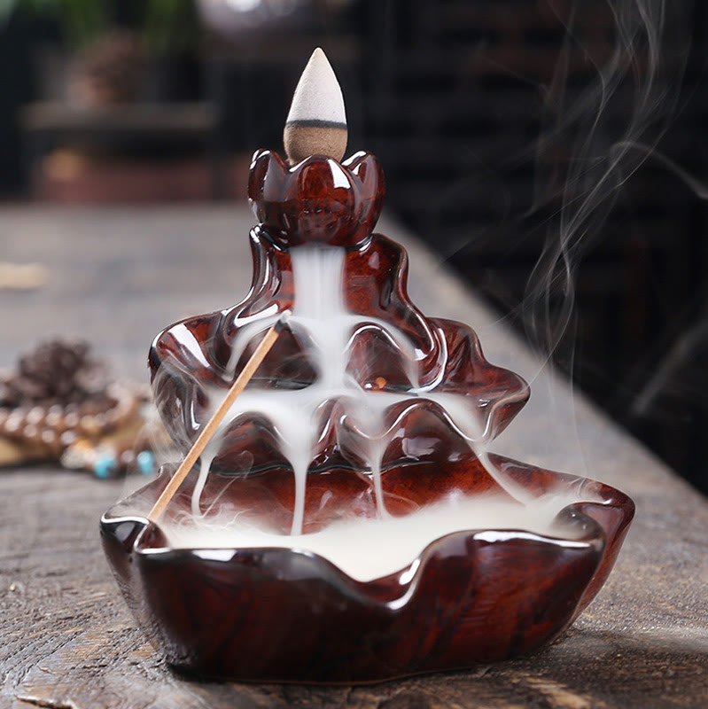 Lotus Leaf Koi Fish Ceramic Backflow Incense Burner 11.5cm