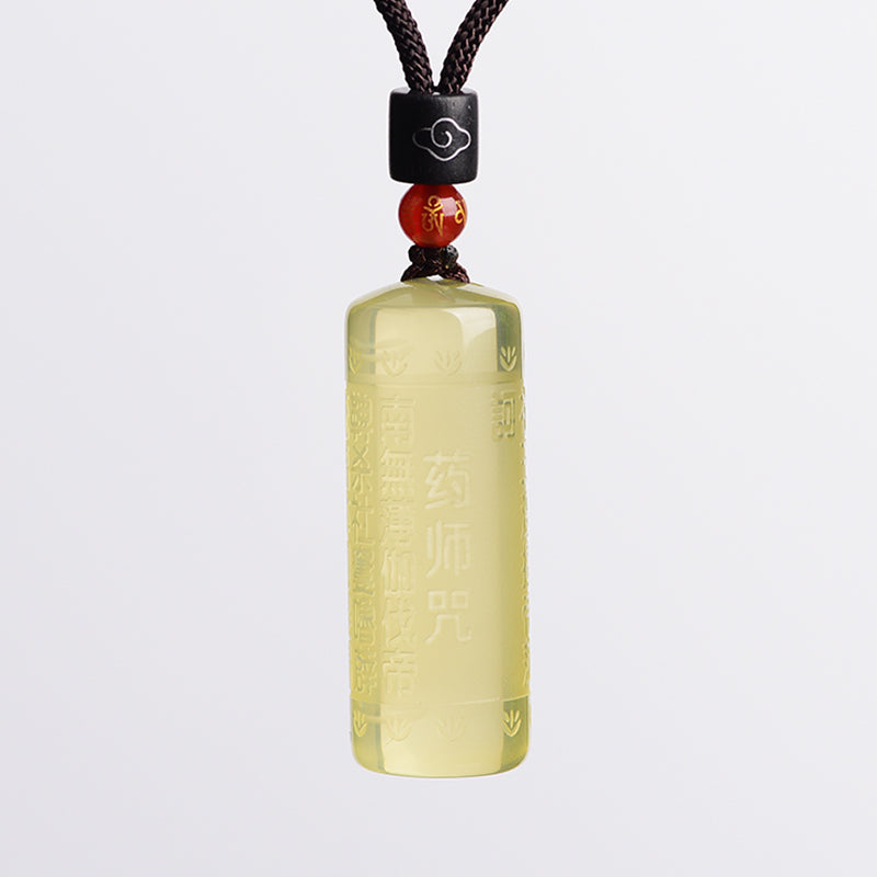 Citrine Heart Sutra Necklace for Happiness & Strength