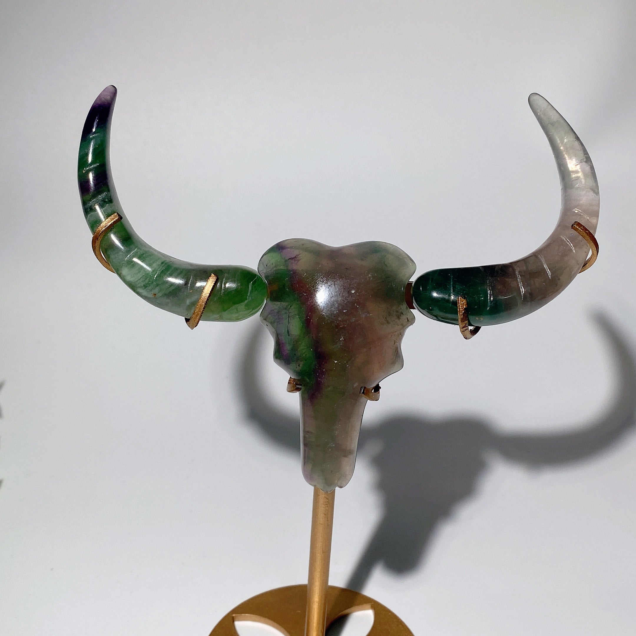 17cm Crystal Bull Head Carvings Three-Pieces Set