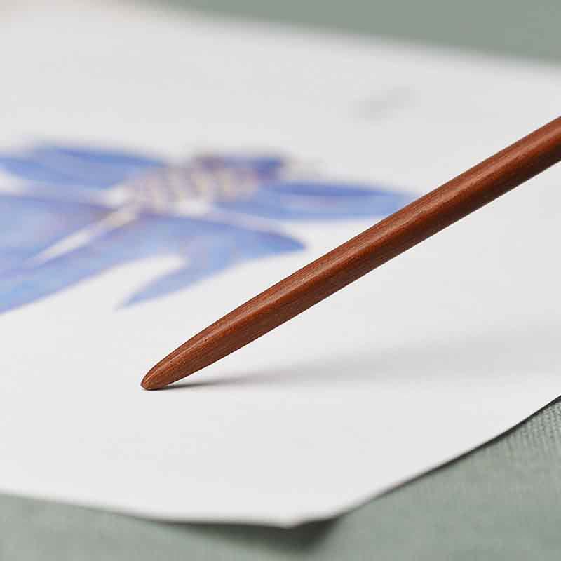 17 cm Schutz-Haarnadel aus rotem Sandelholz und grünem Achat