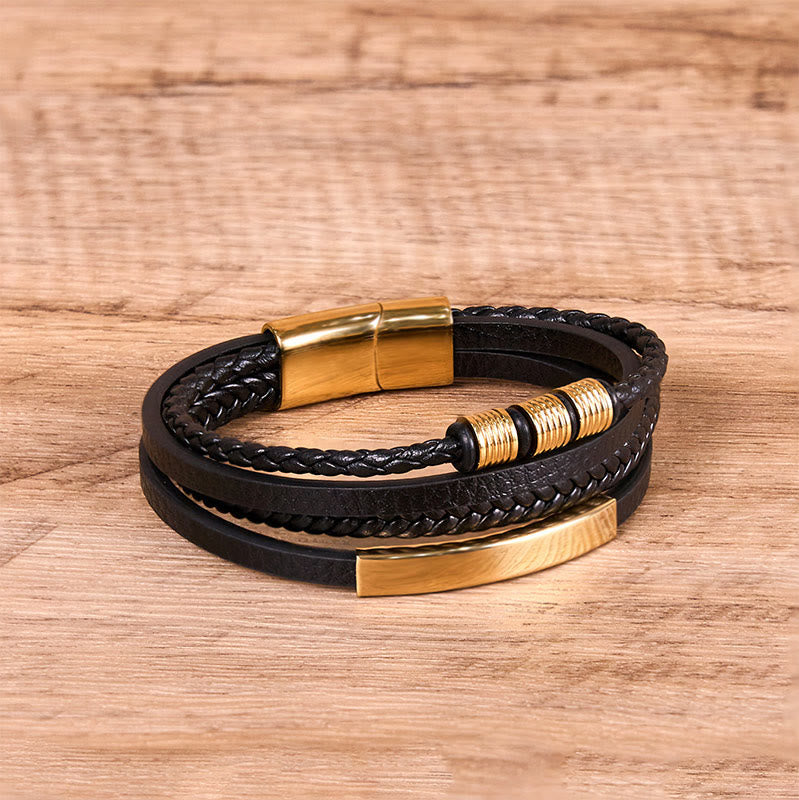 18–19 cm starkes Lederarmband mit magnetischer Schnalle aus Titanstahl