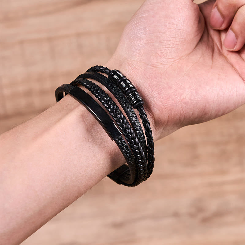18–19 cm starkes Lederarmband mit magnetischer Schnalle aus Titanstahl