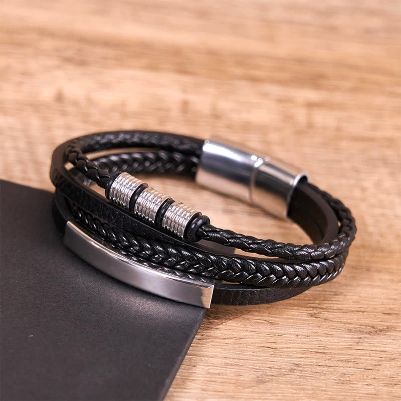 18–19 cm starkes Lederarmband mit magnetischer Schnalle aus Titanstahl