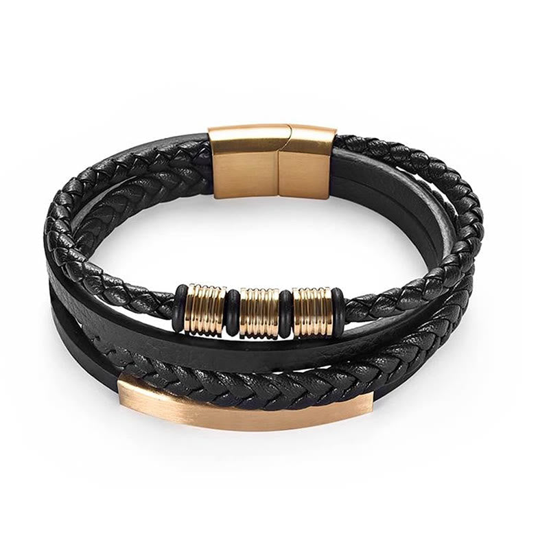 18–19 cm starkes Lederarmband mit magnetischer Schnalle aus Titanstahl