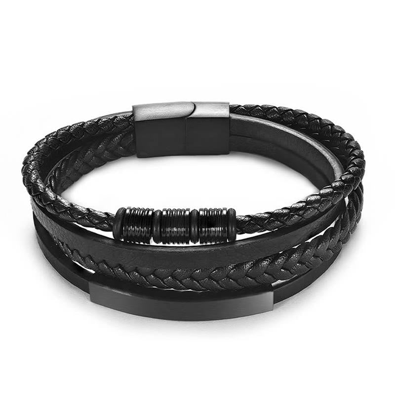 18–19 cm starkes Lederarmband mit magnetischer Schnalle aus Titanstahl