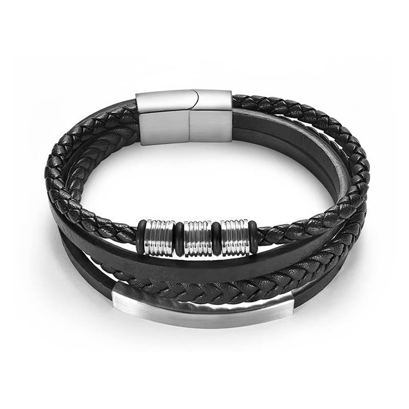 18–19 cm starkes Lederarmband mit magnetischer Schnalle aus Titanstahl