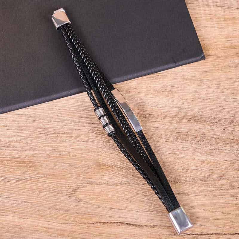 18–19 cm starkes Lederarmband mit magnetischer Schnalle aus Titanstahl