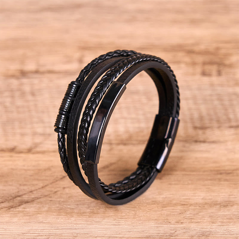 18–19 cm starkes Lederarmband mit magnetischer Schnalle aus Titanstahl