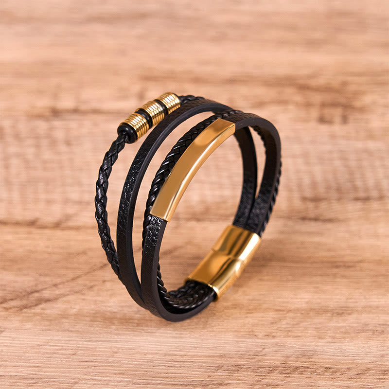18–19 cm starkes Lederarmband mit magnetischer Schnalle aus Titanstahl