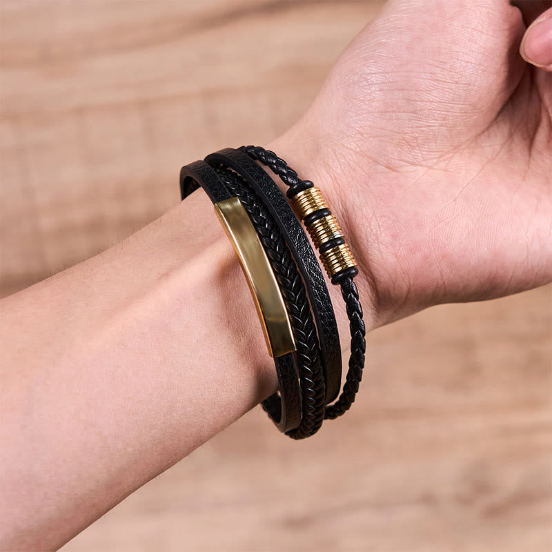 18–19 cm starkes Lederarmband mit magnetischer Schnalle aus Titanstahl