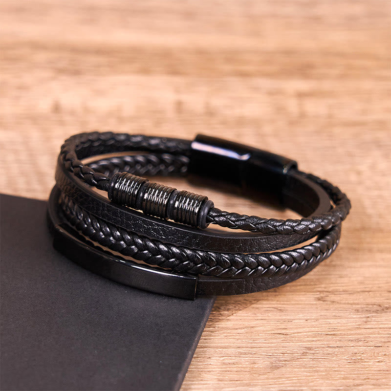 18–19 cm starkes Lederarmband mit magnetischer Schnalle aus Titanstahl
