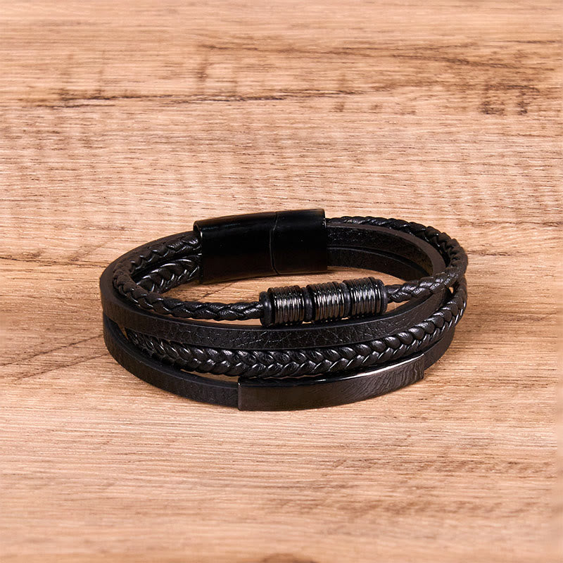 18–19 cm starkes Lederarmband mit magnetischer Schnalle aus Titanstahl
