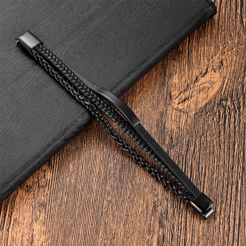 18–20 cm spirituelles mehrlagiges Lederarmband aus Titanstahl