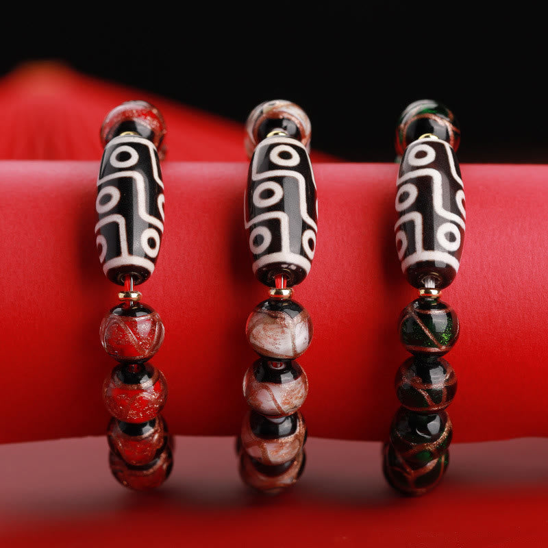 12mm Nine-Eye Dzi Bead Spiritual Wealth Bracelet