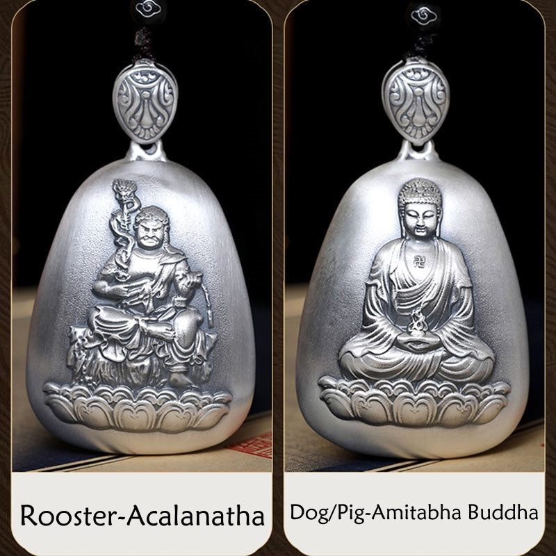 999 Sterling Silver Chinese Zodiac Protection Pendant Necklace