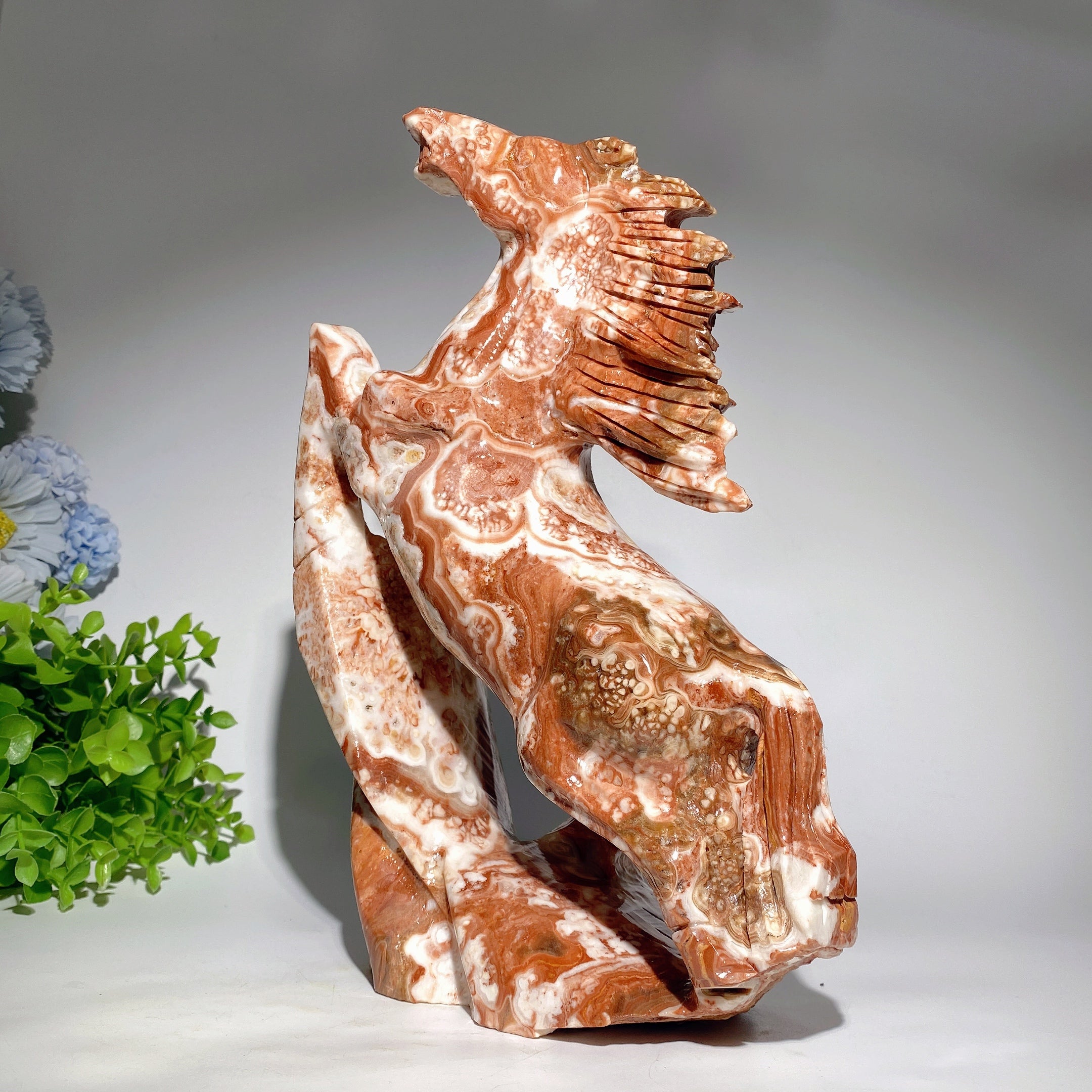 18cm Chocolate Calcite Rearing Horse Crystal Animal