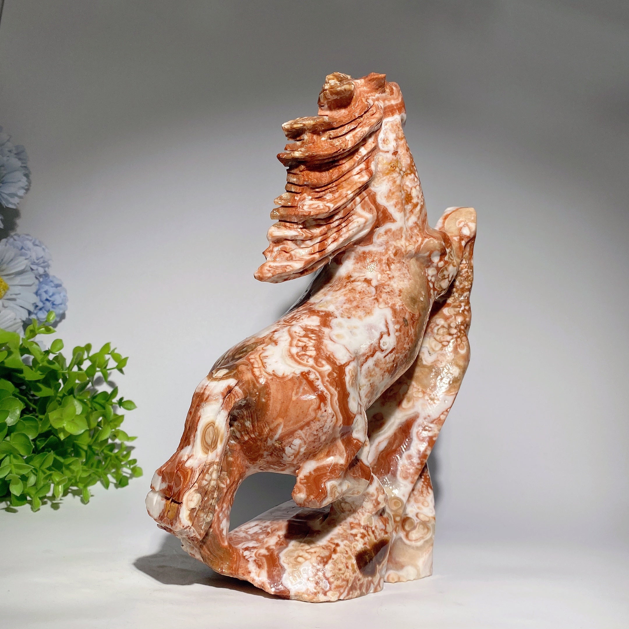 18cm Chocolate Calcite Rearing Horse Crystal Animal