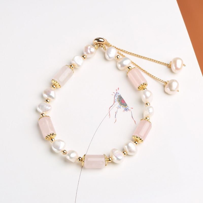 Green Aventurine Pearl Pink Crystal Luck Bracelet