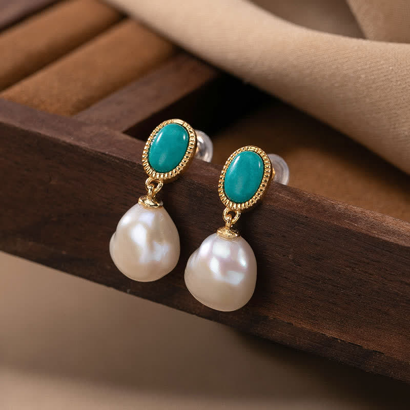 925 Sterling Silver Pearl Turquoise Healing Jewelry Set