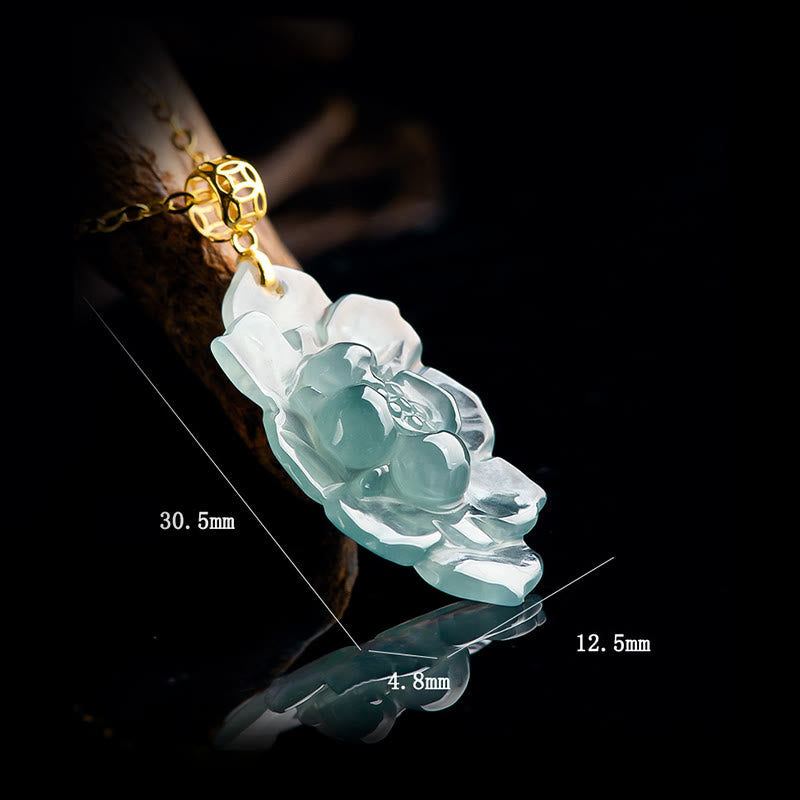 18 Karat Gold Jade Lotus Halskette für Wohlstand und Neuanfänge