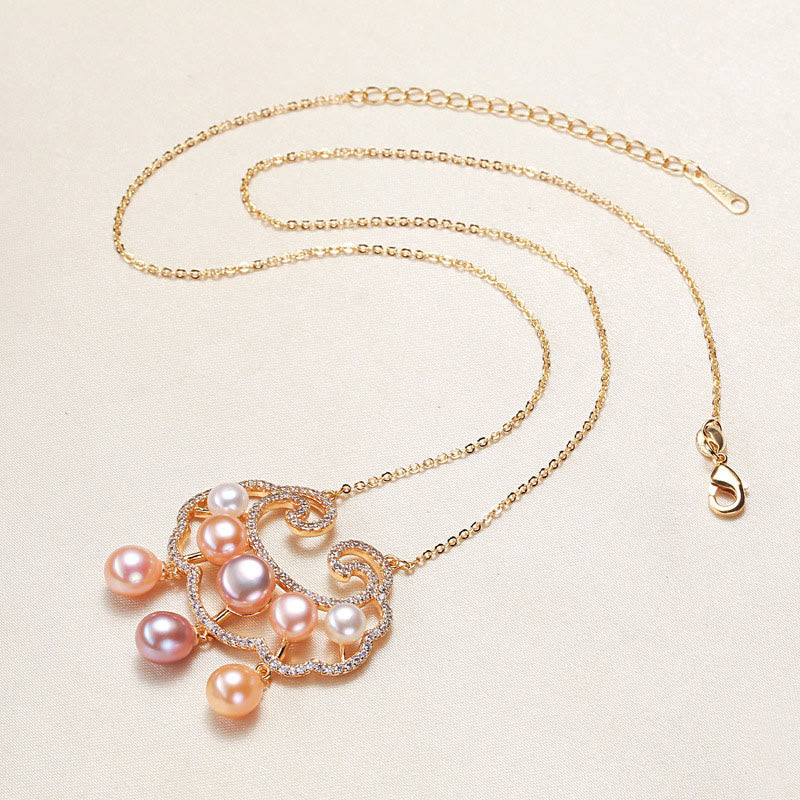 18 Karat vergoldete Perlenkette mit chinesischem Schlossanhänger für Aufrichtigkeit