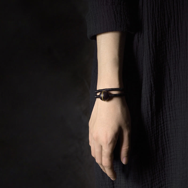 18 mm Ebenholz-Messingkugel-Armband für Gleichgewicht und Ruhe