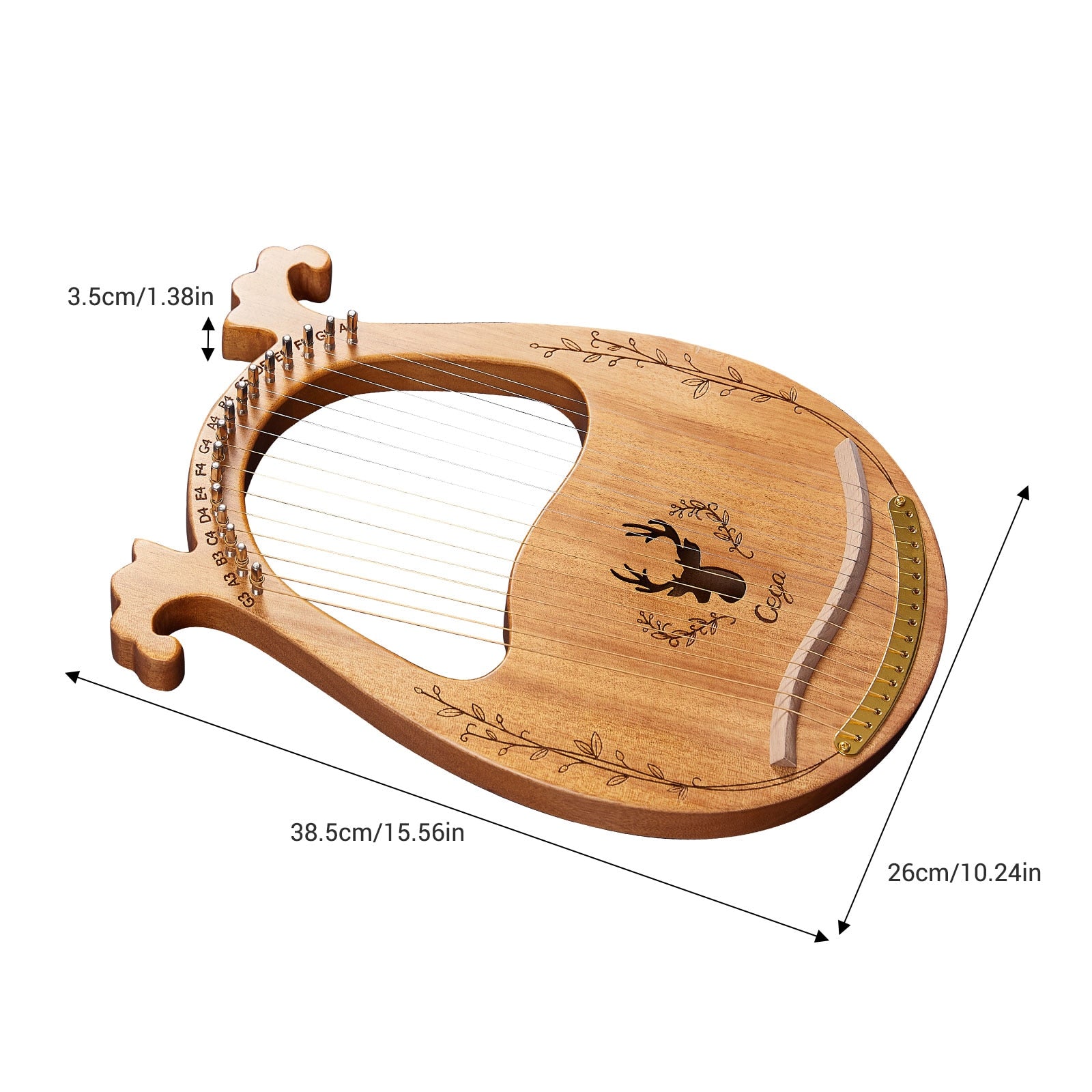 19-saitiges Mahagoni-Lyrharfeninstrument